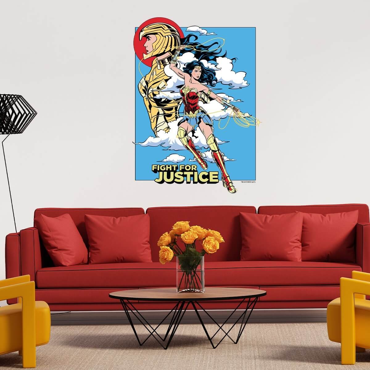 Kismet Decals WW84 Fight for Justice Licensed Wall Sticker - Easy DIY Wonder Woman 1984 Home & Room Decor Comic Art - Kismet Decals