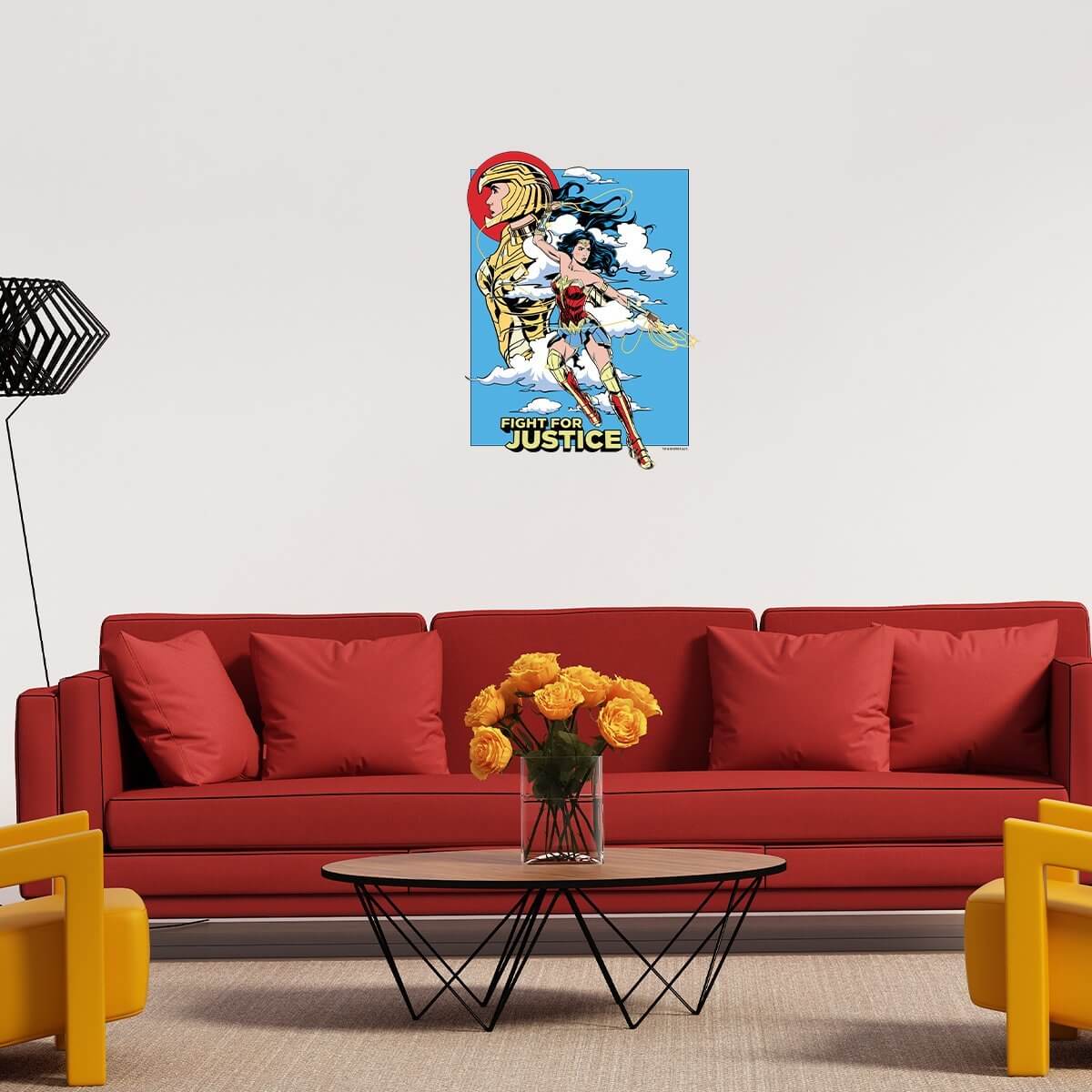 Kismet Decals WW84 Fight for Justice Licensed Wall Sticker - Easy DIY Wonder Woman 1984 Home & Room Decor Comic Art - Kismet Decals