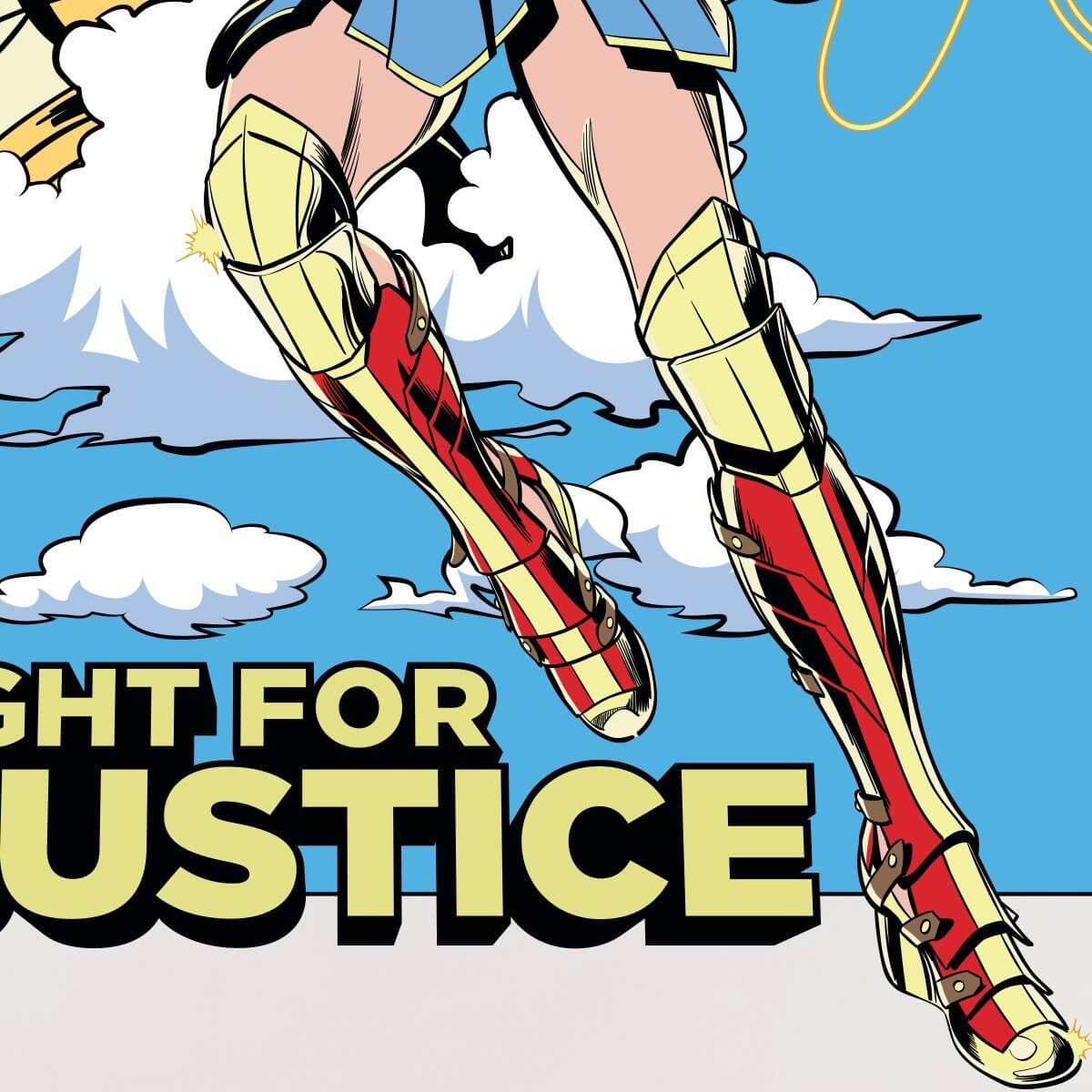 Kismet Decals WW84 Fight for Justice Licensed Wall Sticker - Easy DIY Wonder Woman 1984 Home & Room Decor Comic Art - Kismet Decals