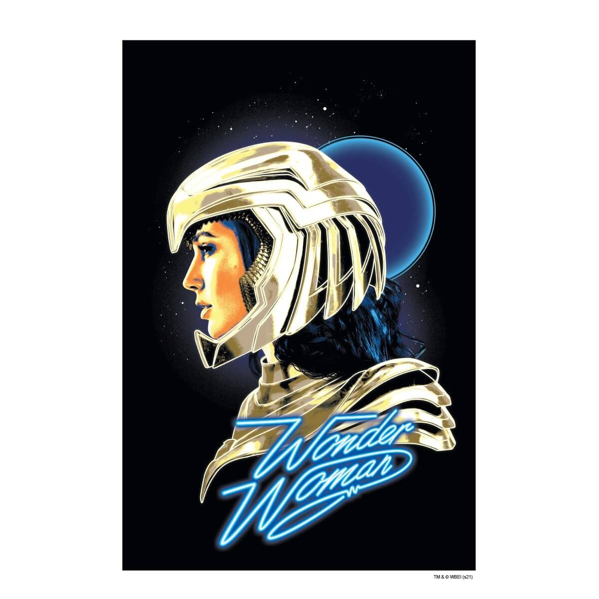 Kismet Decals WW84 Gal Gadot Neon Blue Art Licensed Wall Sticker - Easy DIY Wonder Woman 1984 Home & Room Decor Wall Art - Kismet Decals