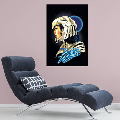 Kismet Decals WW84 Gal Gadot Neon Blue Art Licensed Wall Sticker - Easy DIY Wonder Woman 1984 Home & Room Decor Wall Art - Kismet Decals