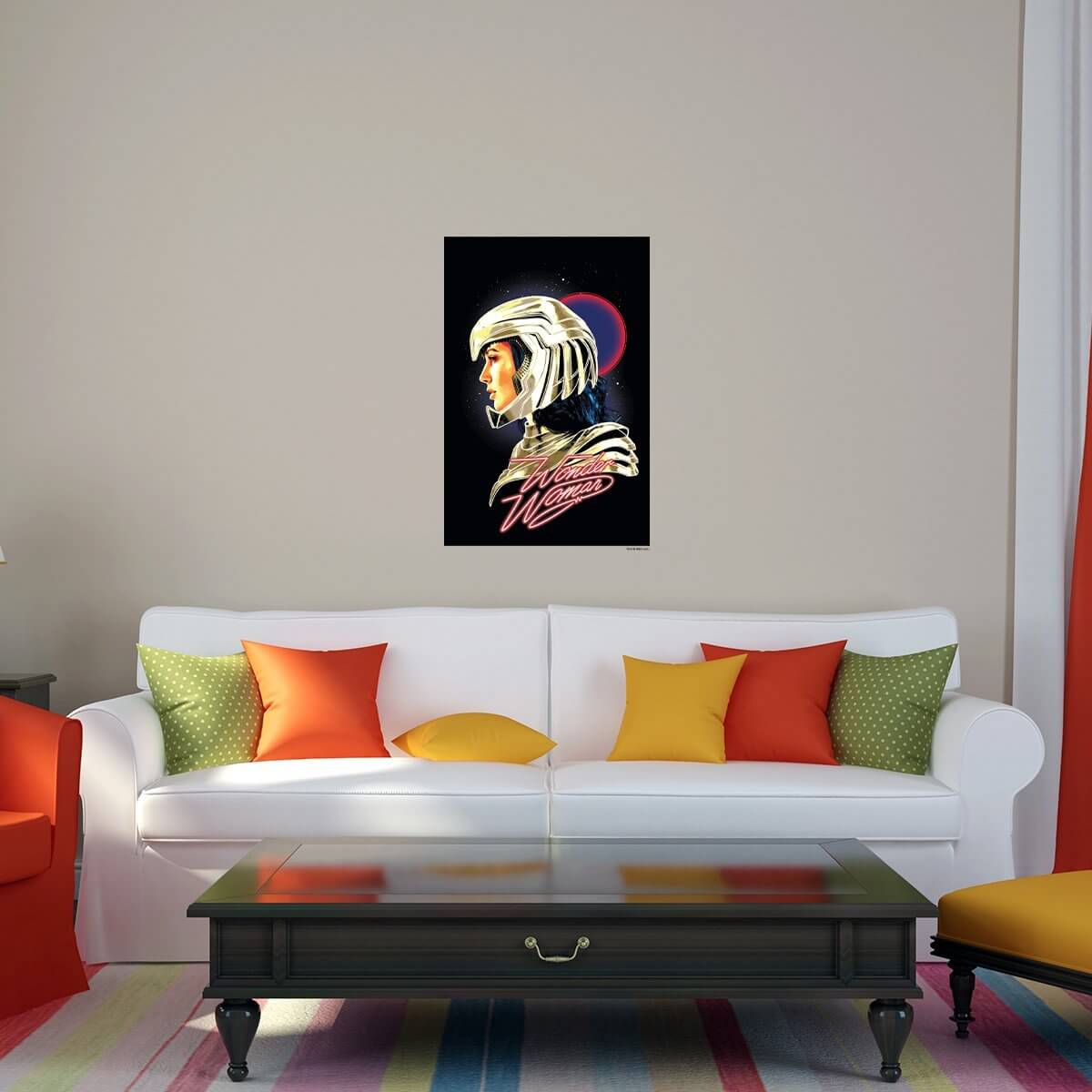 Kismet Decals WW84 Gal Gadot Neon Pink Art Licensed Wall Sticker - Easy DIY Wonder Woman 1984 Home & Room Decor Wall Art - Kismet Decals