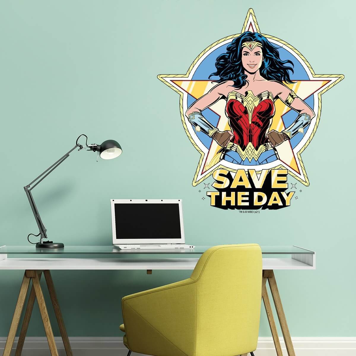 Kismet Decals WW84 Save The Day Licensed Wall Sticker - Easy DIY Wonder Woman 1984 Home & Room Decor Comic Art - Kismet Decals